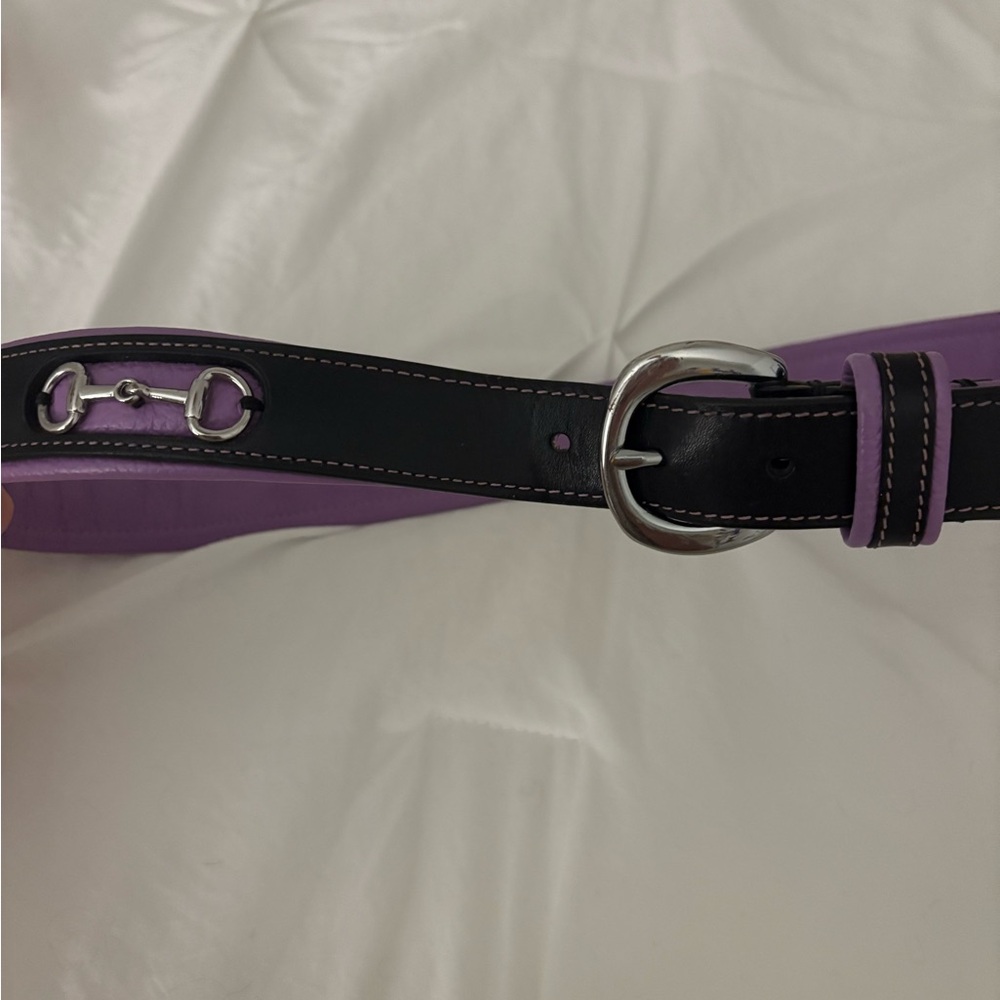 Equestrian Riding Purple and Black Big Belt with Silver Buckle size L